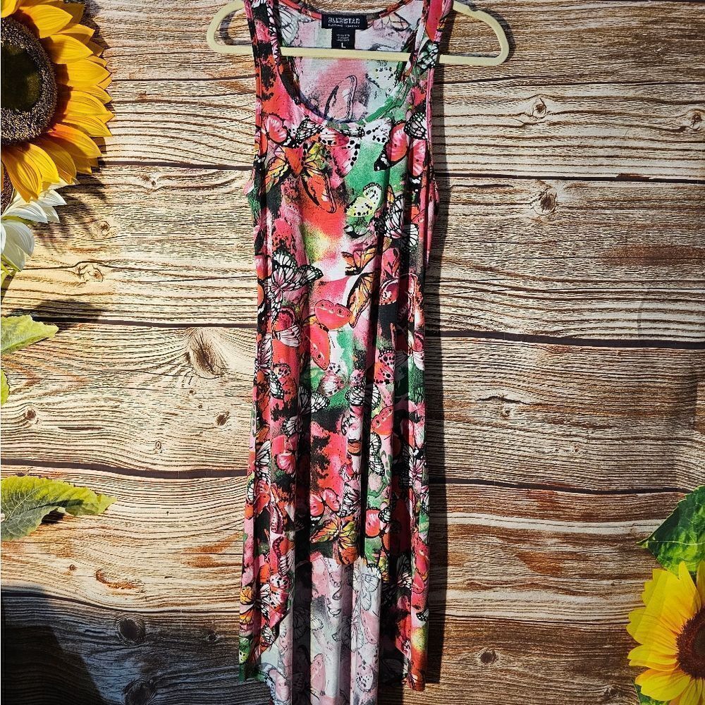 Blue Star sleeveless maxi dress women's large multicolored pre-owned